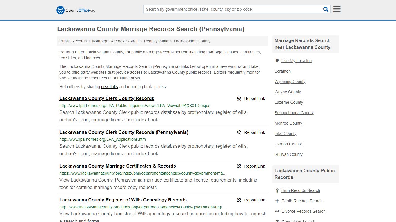 Lackawanna County Marriage Records Search (Pennsylvania) - County Office