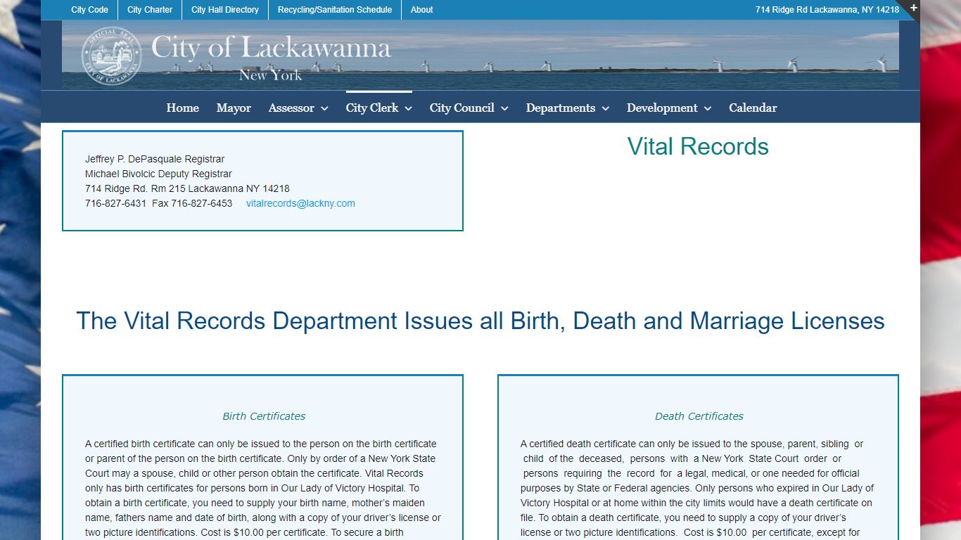 Vital Records – City of Lackawanna