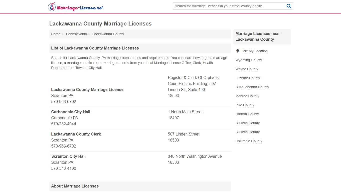 Lackawanna County Marriage Licenses